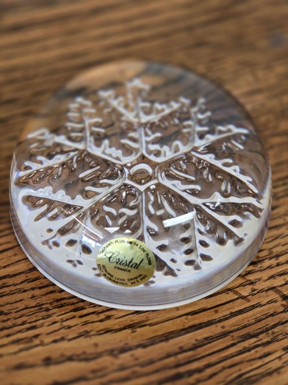 Crystal France Snowflake Paperweight Genuine Lead Crystal 24% Clear Decor